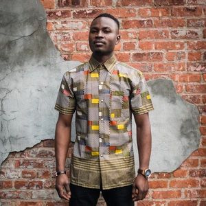 Wax fabric Men's Short sleeve shirt